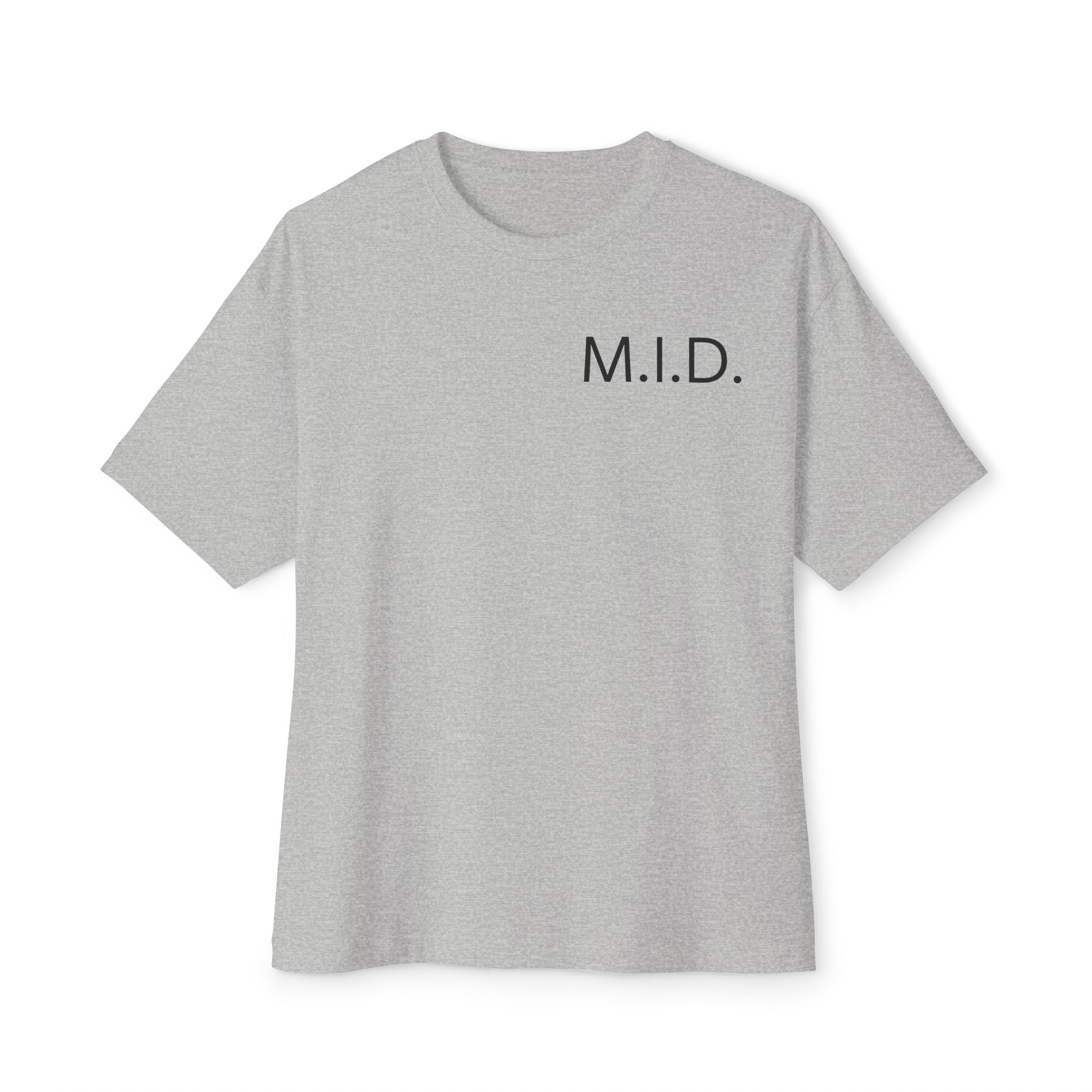Minimalist Unisex Oversized Tee with M.I.D. Design, Casual Wear, Gift for Friends, Streetwear Style, Summer Essential