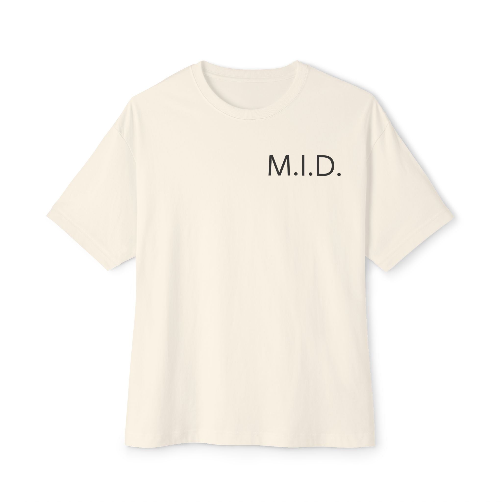 Minimalist Unisex Oversized Tee with M.I.D. Design, Casual Wear, Gift for Friends, Streetwear Style, Summer Essential