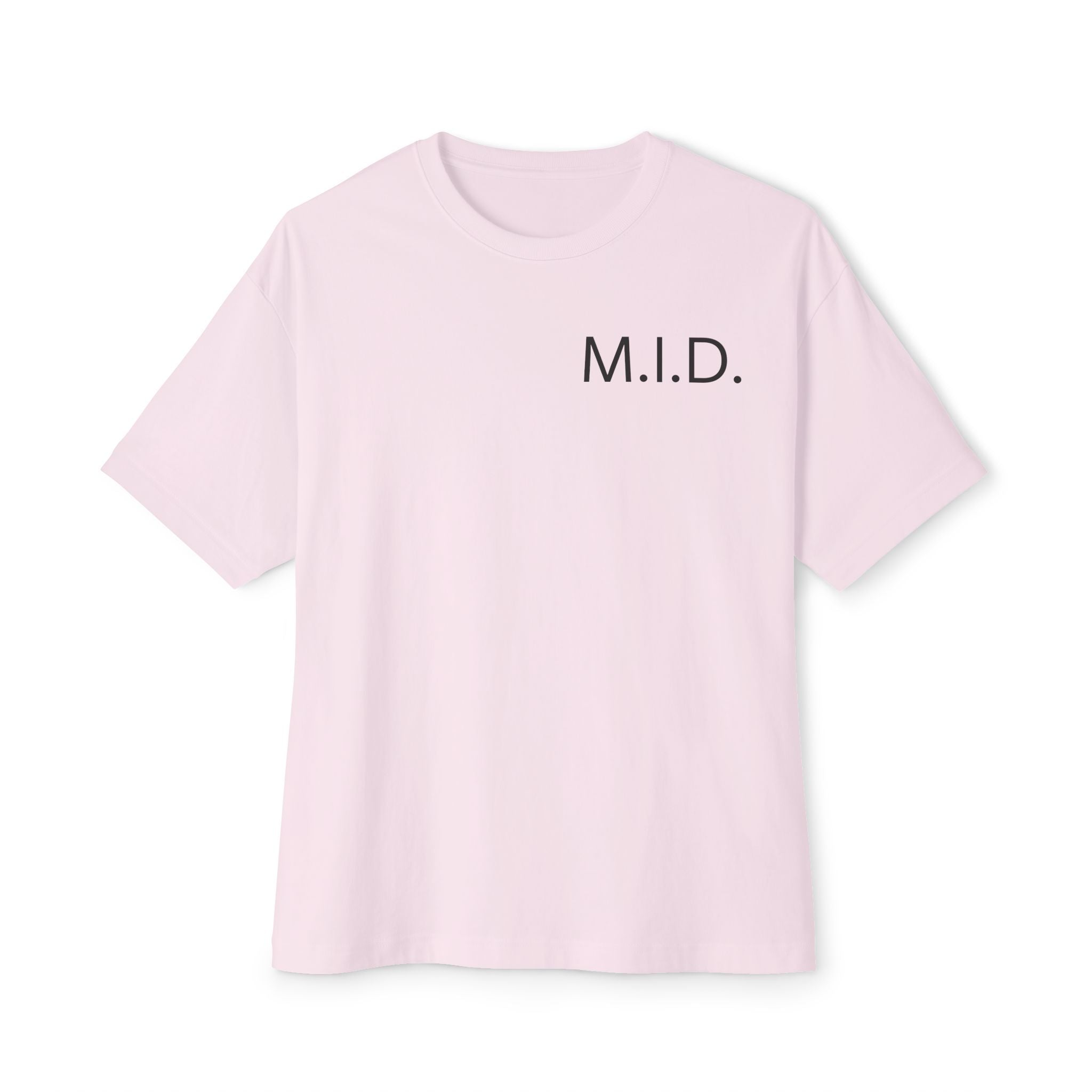 Minimalist Unisex Oversized Tee with M.I.D. Design, Casual Wear, Gift for Friends, Streetwear Style, Summer Essential